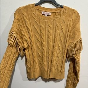 Fun fringe mustard yellow sweater!